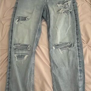 American Eagle Outfitters Mom Jeans Blue Distressed Jeans